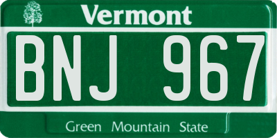 VT license plate BNJ967
