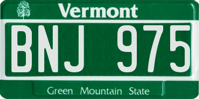 VT license plate BNJ975
