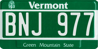 VT license plate BNJ977