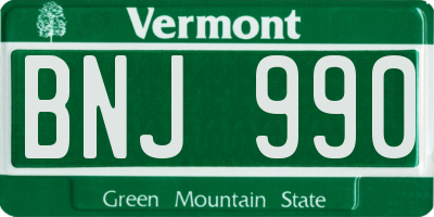VT license plate BNJ990