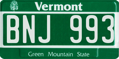VT license plate BNJ993
