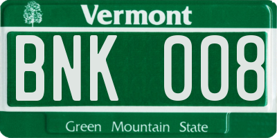 VT license plate BNK008