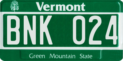VT license plate BNK024