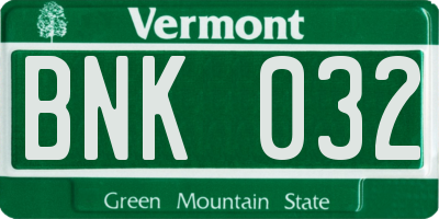 VT license plate BNK032