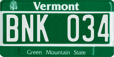 VT license plate BNK034