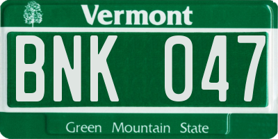 VT license plate BNK047