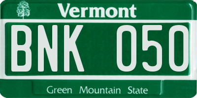 VT license plate BNK050