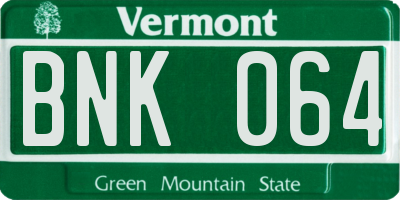 VT license plate BNK064
