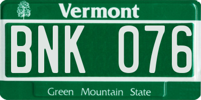 VT license plate BNK076