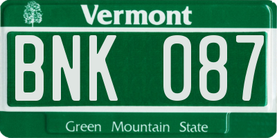 VT license plate BNK087