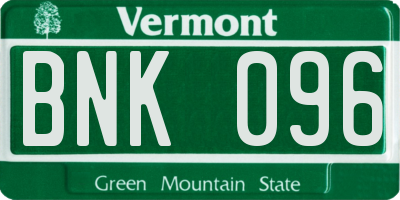 VT license plate BNK096