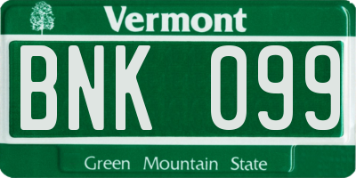 VT license plate BNK099