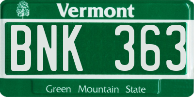 VT license plate BNK363