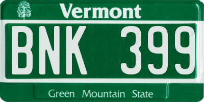 VT license plate BNK399