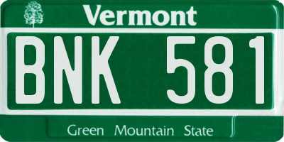 VT license plate BNK581