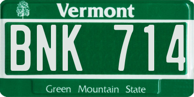 VT license plate BNK714