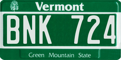 VT license plate BNK724