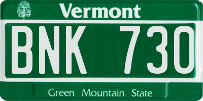VT license plate BNK730