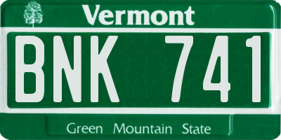 VT license plate BNK741