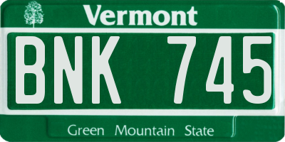 VT license plate BNK745