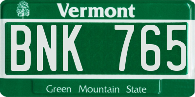 VT license plate BNK765