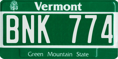 VT license plate BNK774