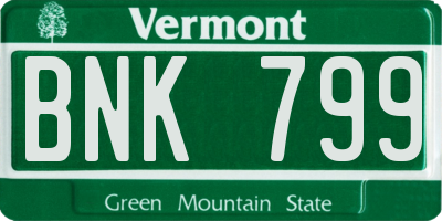 VT license plate BNK799