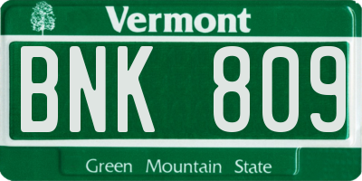 VT license plate BNK809