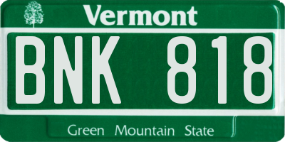 VT license plate BNK818