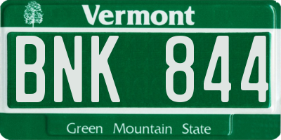 VT license plate BNK844