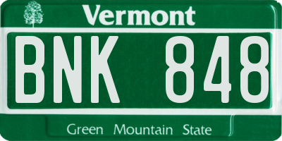 VT license plate BNK848