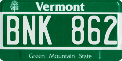 VT license plate BNK862