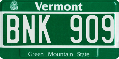 VT license plate BNK909