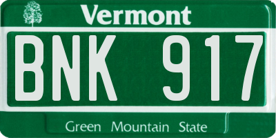 VT license plate BNK917