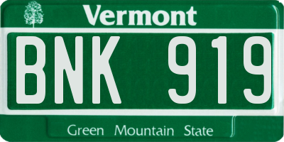 VT license plate BNK919