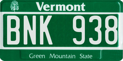 VT license plate BNK938
