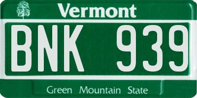 VT license plate BNK939