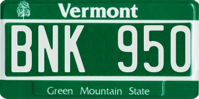VT license plate BNK950