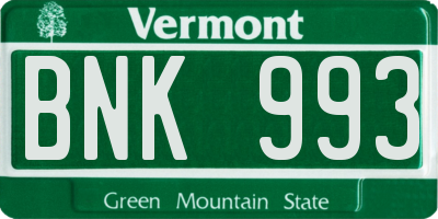 VT license plate BNK993