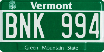 VT license plate BNK994