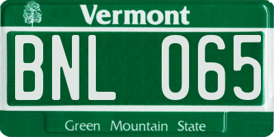VT license plate BNL065