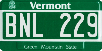 VT license plate BNL229