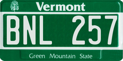 VT license plate BNL257