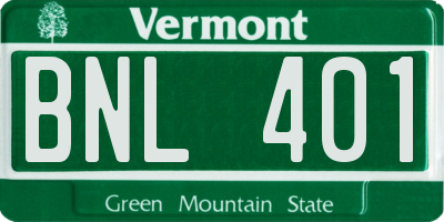 VT license plate BNL401