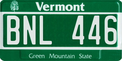 VT license plate BNL446