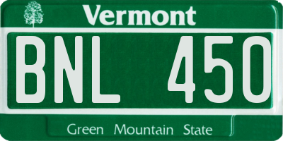 VT license plate BNL450