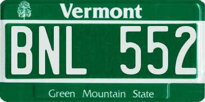 VT license plate BNL552