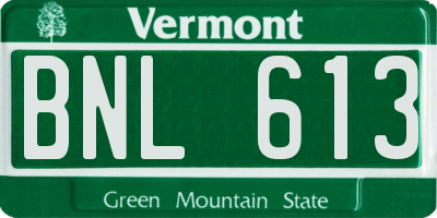 VT license plate BNL613