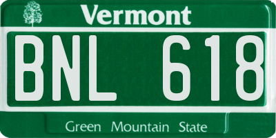 VT license plate BNL618