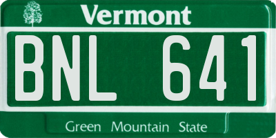 VT license plate BNL641